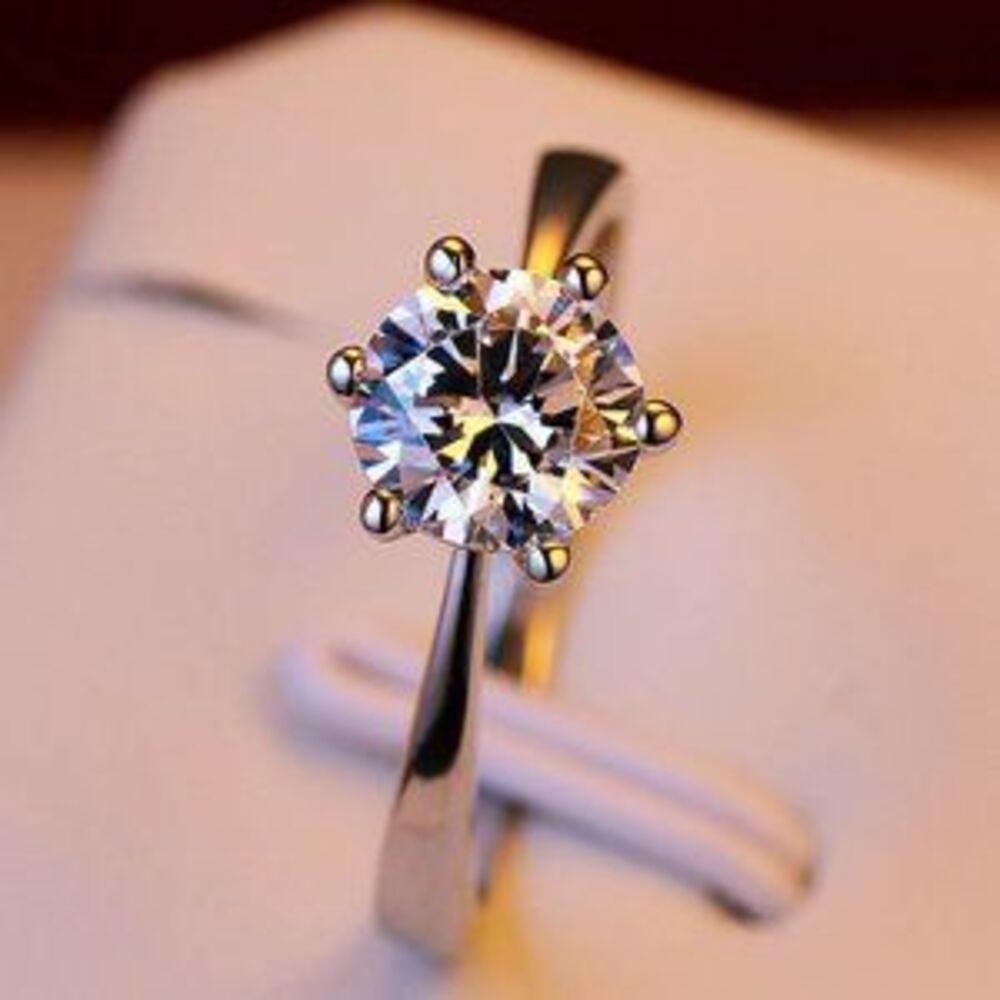 NEW 1ct Solitaire Diamond 925 Sterling Silver Ring